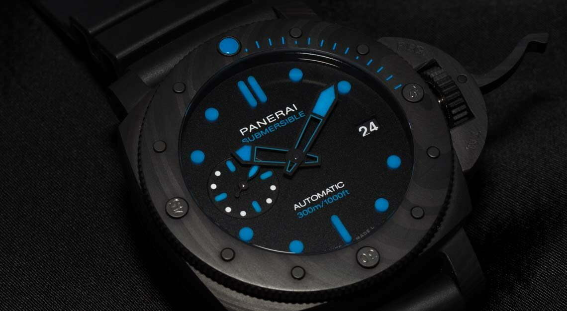 What's featherlight, heavyweight and striped like a tiger? The Panerai  Submersible Carbotech